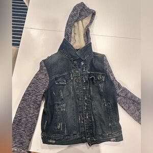 Free People Blue Denim with Knit Sleeves